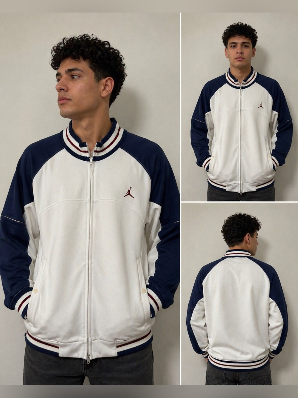 Nike Air Jordan Full Zip Track Jacket White Navy Red Men’s 3XL Sport